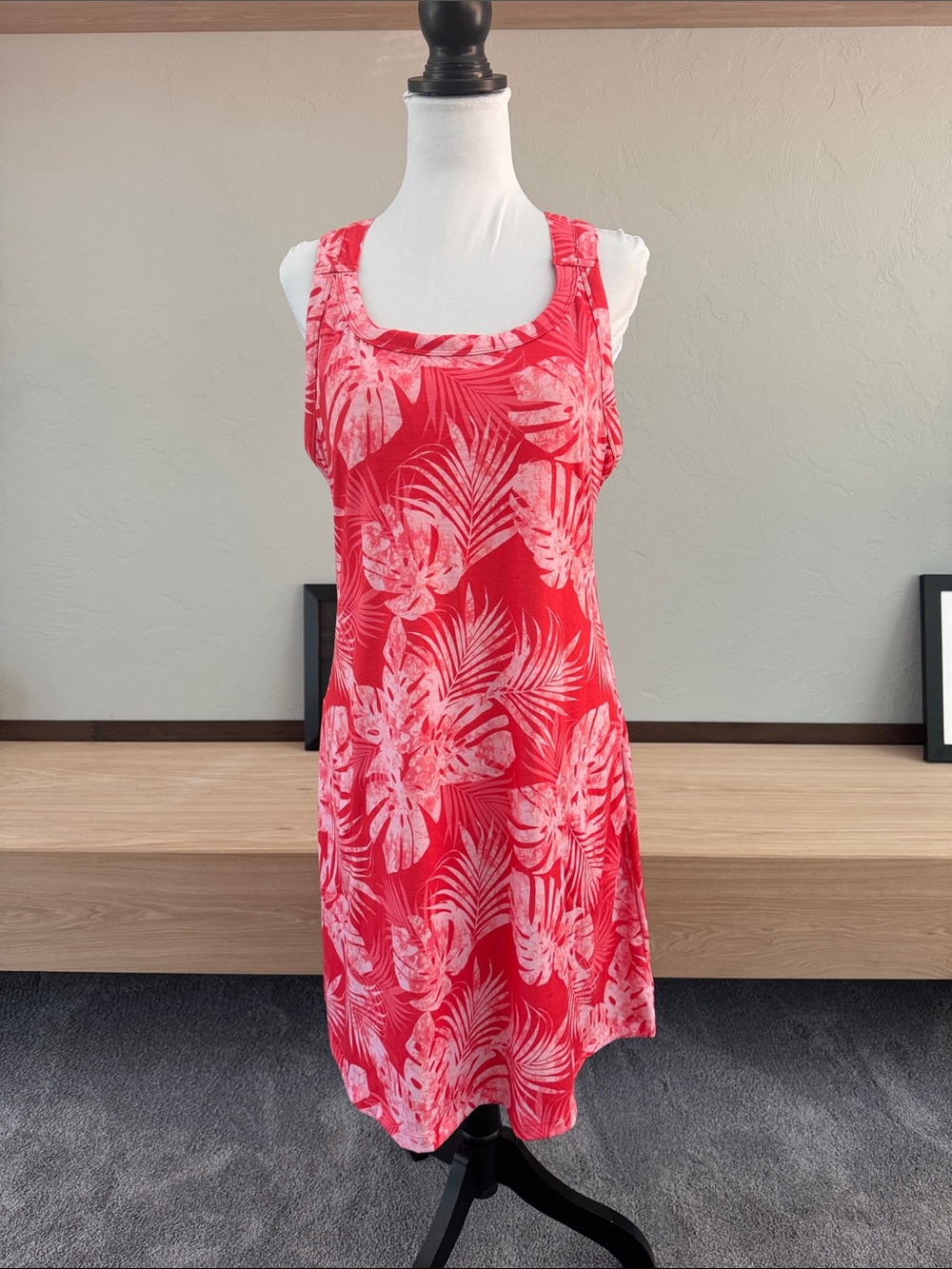 ZeroXposur Red and Pink Tropical Midi Dress